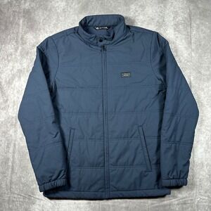 TravisMathew Mens Navy Blue Quilted Puffer Full Zip Jacket Small Small